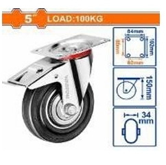 Bánh xe đẩy cao su xoay 5" có khóa