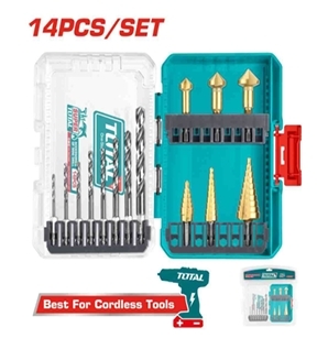 Bộ 14 mũi  khoan HSS  4341 và mũi  khoan bậc  thang