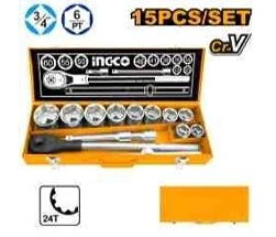 Bộ 15 đầu tuýp  tay vặn 3/4"