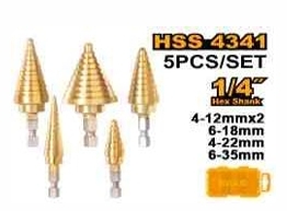 Bộ 5 mũi khoan  tháp 1/4"