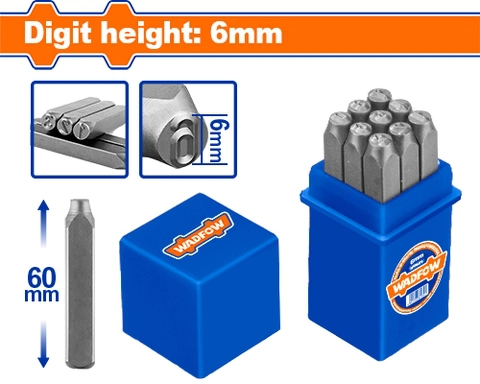 Bộ 9 mũi đột chữ số 6mm wadfow WCC9596