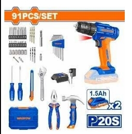 Bộ 91 món dụng cụ gồm Máy khoan búa dùng pin 20V (WCDP522)