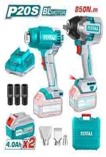 Bộ combo  máy siết  buloong  không chổi  than  TIWLI2085 &  máy thổi  nhiệtTBLI200  2 dùng pin  20V