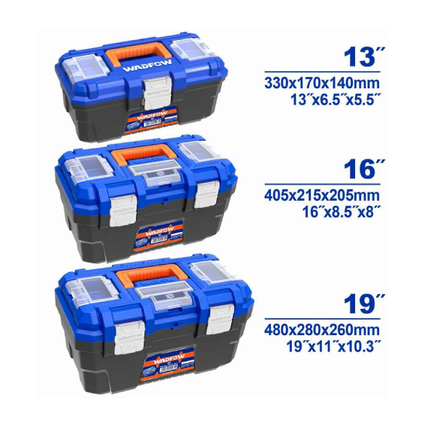 Bộ 3 hộp nhựa đựng dụng cụ 13'/16'/19' (khóa kim loại) Wadfow WTB4103