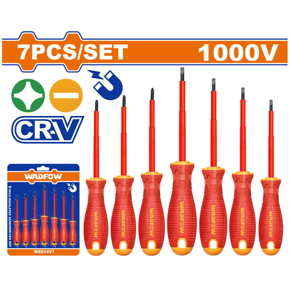 Bộ 7 tua vít dẹp & bake cách điện WadFow WSS7407
