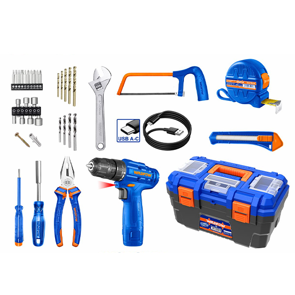 Bộ Máy khoan pin kèm 77 món dụng cụ cầm tay Wadfow WDT1B77