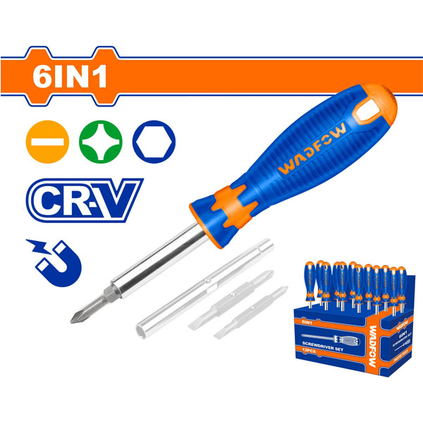 Bộ Tua vít dẹp, bake, lục giác 6 trong 1 WadFow WSS5506