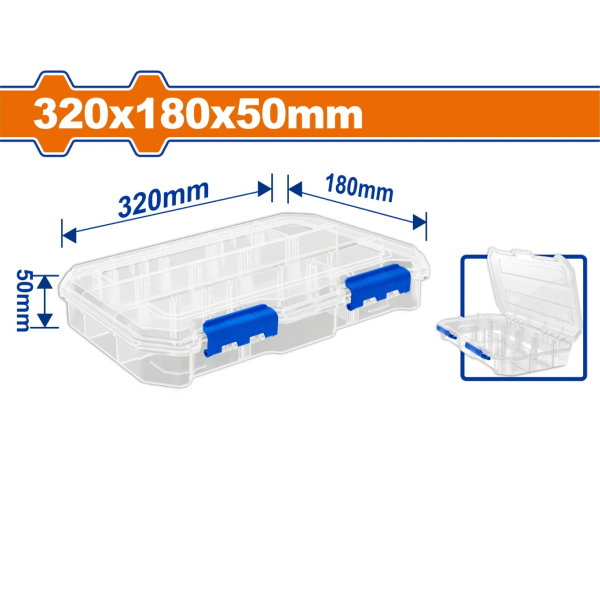 Hộp nhựa trong suốt chia 13 ngăn đựng linh kiện 320x180x50mm Wadfow WTB8342