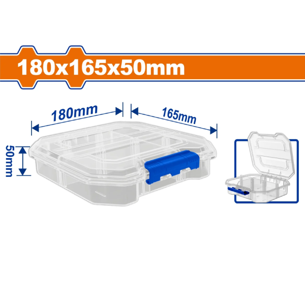 Hộp nhựa trong suốt chia 6 ngăn đựng linh kiện 180x165x50mm Wadfow WTB8341