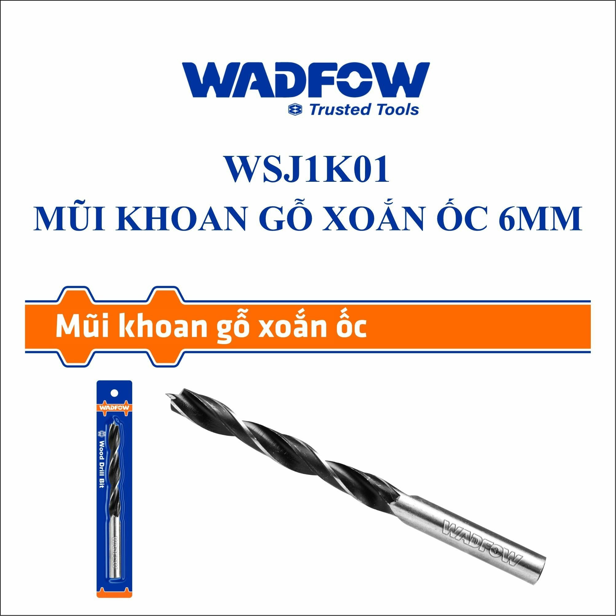 Mũi khoan gỗ xoắn ốc 6mm Wadfow WSJ1K01