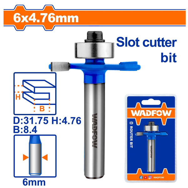 Mũi phay gỗ cắt rãnh 6x6x5mm WadFow WRG4404