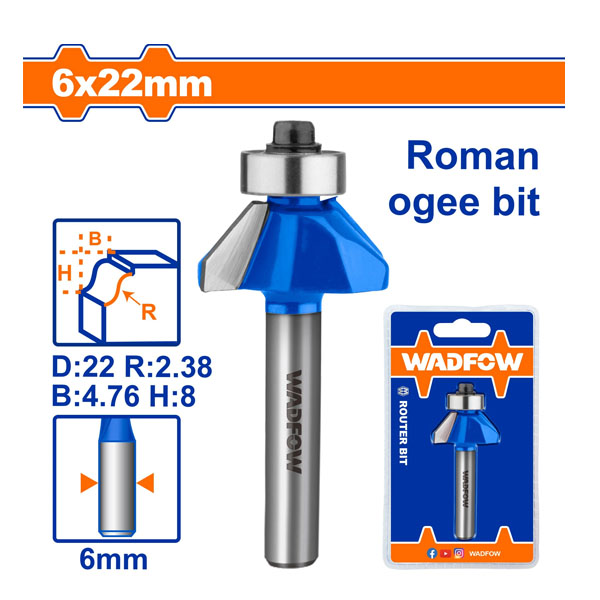 Mũi phay gỗ đánh chỉ cổ điển WadFow WRG5401 6x6x22mm