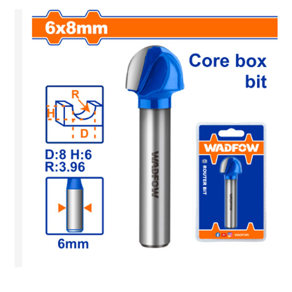 Mũi phay gỗ đầu tròn 6x6x8mm WadFow WRG8402