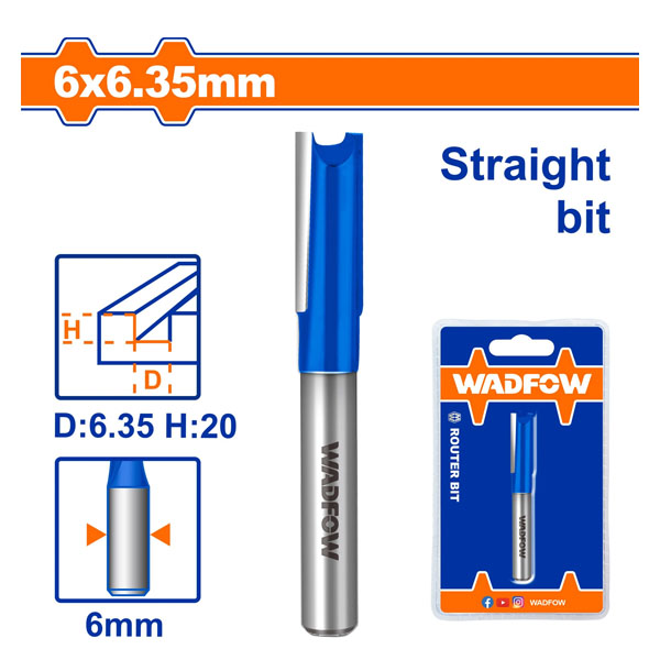Mũi phay gỗ thẳng WadFow WRG1401 6x6.35mm