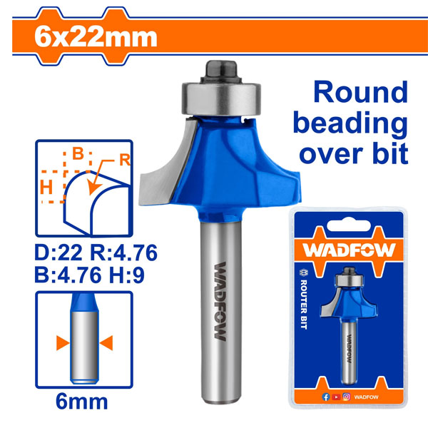 Mũi phay gỗ vát mép WadFow WRG6404 6x6x22mm