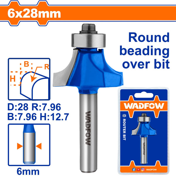 Mũi phay gỗ vát mép WadFow WRG6406 6x6x28mm