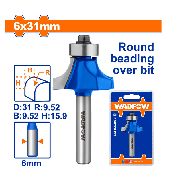 Mũi phay gỗ vát mép WadFow WRG6407 6x6x31mm