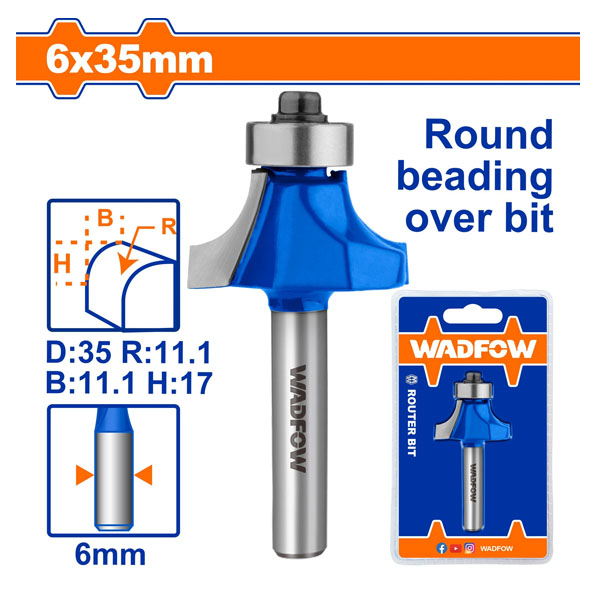 Mũi phay gỗ vát mép WadFow WRG6408 6x6x35mm