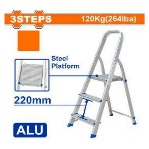 Thang nhôm ghế tay vịn 3 bậc Wadfow WLD3H03